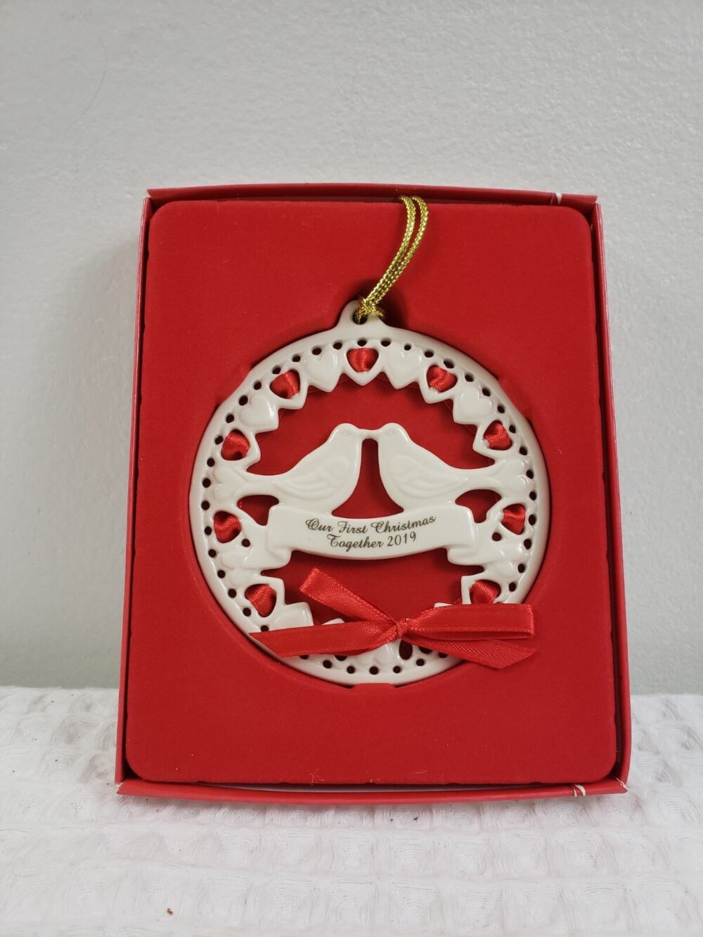Lenox Holiday 2019 Our 1st Christmas Together Dove Ornament 884550